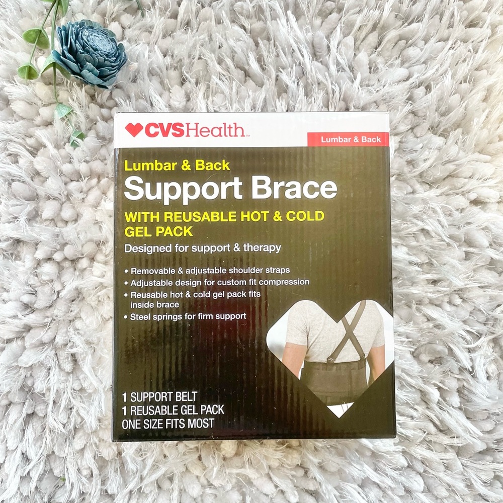 New w/ tag LUMBAR & BACK SUPPORT BRACE w/reusable Hot & Cold Gel Pack adjustable